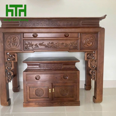 bộ BÀN THỜ GỖ SỒI  NHẬP KÈM TỦ NHỎ 1M53