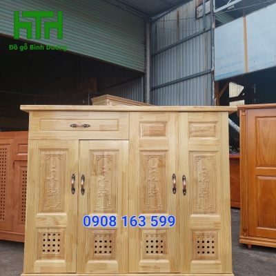 TỦ GIÀY 4 CÁNH GỖ CAO SU NGANG 1M2 