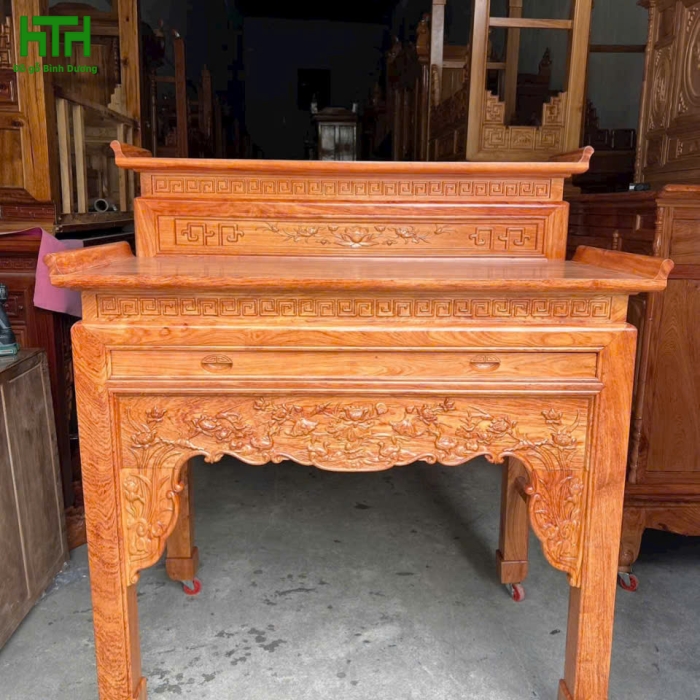 BÀN CÚNG 2 TẦNG GỖ HƯƠNG ĐÁ 1M27 