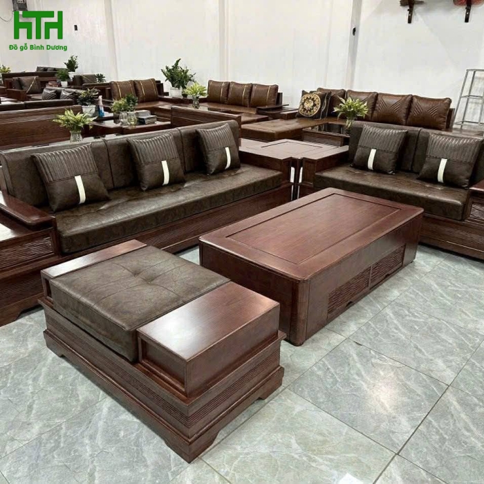 SOFA GÓC GỖ SỒI NGA 2 VĂNG CÁNH TIÊN VẾ TRÁI