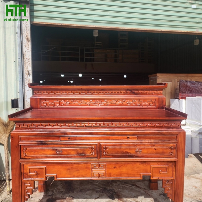 BÀN THỜ 2 TẦNG GỖ TRÀM BÔNG VÀNG LỰA LÕI 1M54 