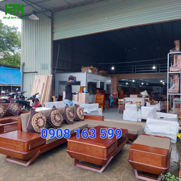 BỘ SALON GÓC GỖ SỒI MẪU THUYỀN VẾ TRÁI 