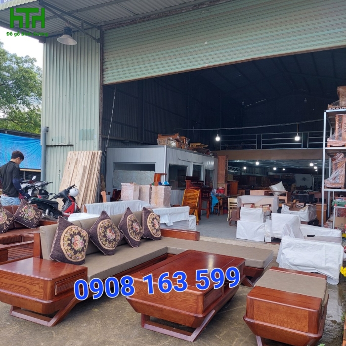 BỘ SALON GÓC GỖ SỒI MẪU THUYỀN VẾ TRÁI 