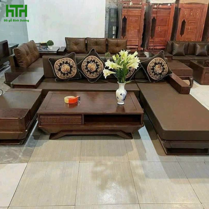 BỘ SALON GÓC GỖ SỒI MẪU THUYỀN VẾ TRÁI 