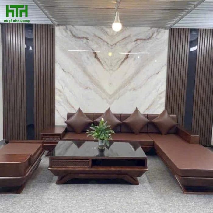 BỘ SALON GÓC GỖ SỒI CHÂN THUYỀN VẾ TRÁI 