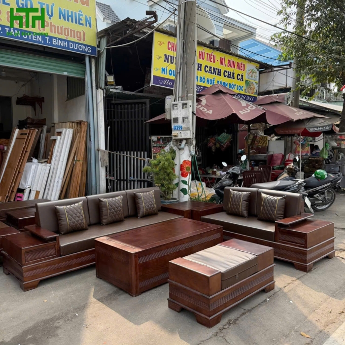SOFA GÓC GỖ SỒI NGA 2 VĂNG CÁNH TIÊN VẾ TRÁI 
